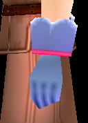 Equipped Cores' Healer Gloves viewed from the side