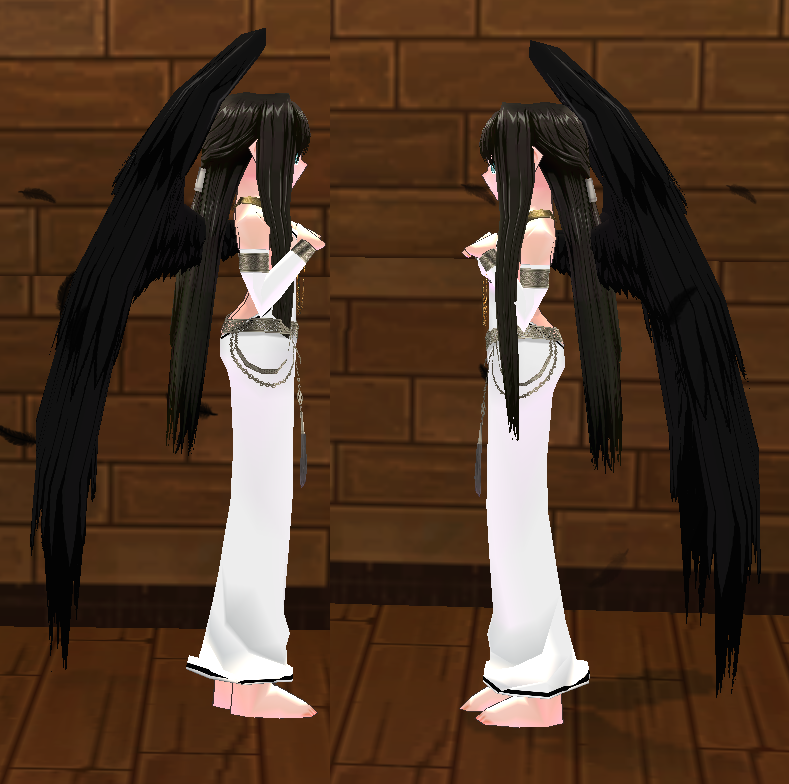 Equipped Female Morrighan's Set viewed from the side