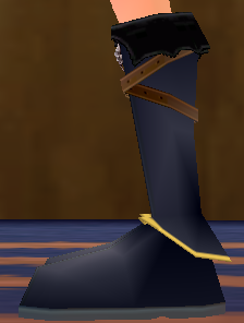 Equipped Elatha's Boots viewed from the side