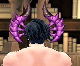 Equipped Abyss Dragon Horns (M) viewed from the back