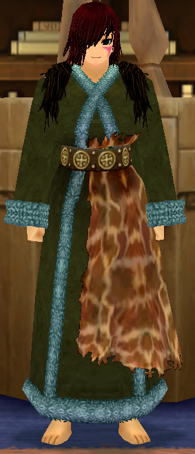 Equipped Female Giant Wolf Robe viewed from the front with the hood down
