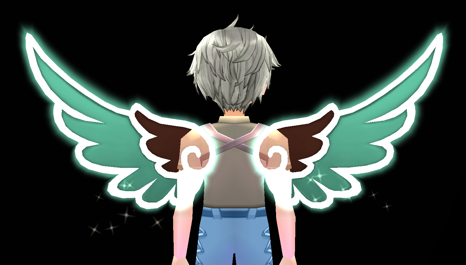 Equipped Neon Mint Angel Wings viewed from the back
