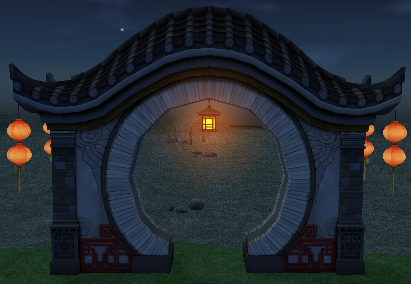 How Homestead Large Oriental Archway appears at night