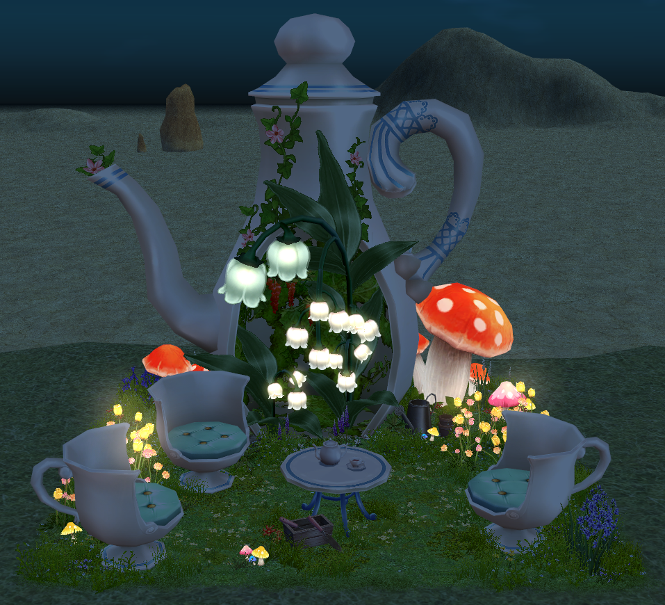 How Homestead Fairytale Teatime Corner appears at night