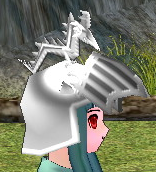 Equipped Dragon Crest (White) viewed from the side with the visor up