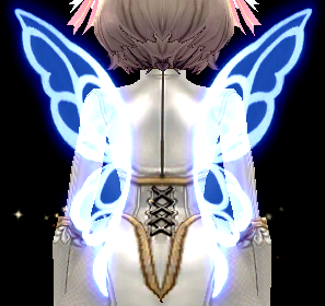 Equipped Blue Floral Fairy Wings viewed from the back