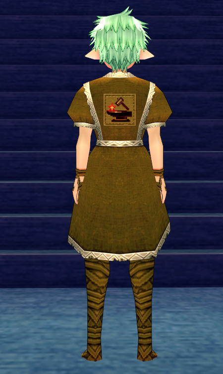 Equipped Advancement Outfit (Life) viewed from the back