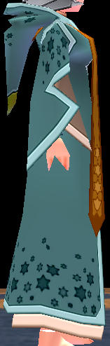 Equipped Female Shooting Star Robe viewed from the side with the hood down