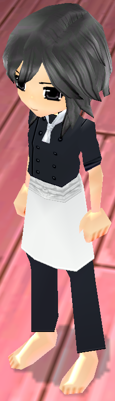 Equipped Tork's Chef Uniform (M) (Black and White) viewed from an angle