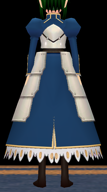 Equipped Saber Armor Uniform viewed from the back