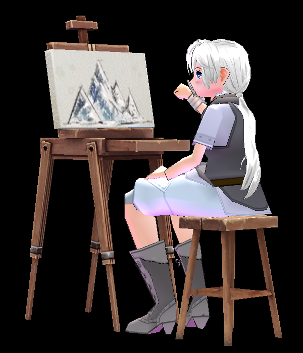 Seated preview of Unfinished Snow Mountain Painting and Easel