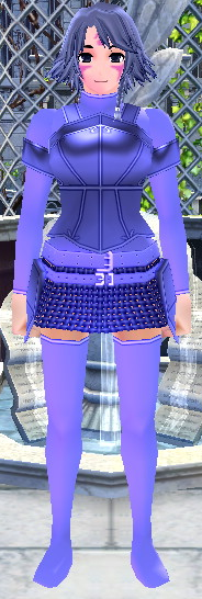 Equipped Female Valencia's Cross Line Plate Armor (Giant, Purple) viewed from the front