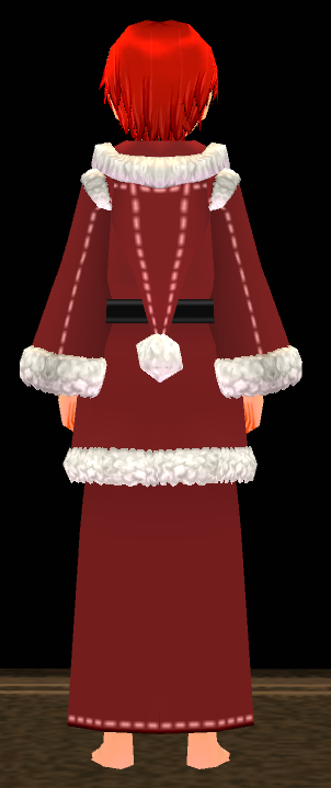 Equipped Santa Suit (M) viewed from the back with the hood down