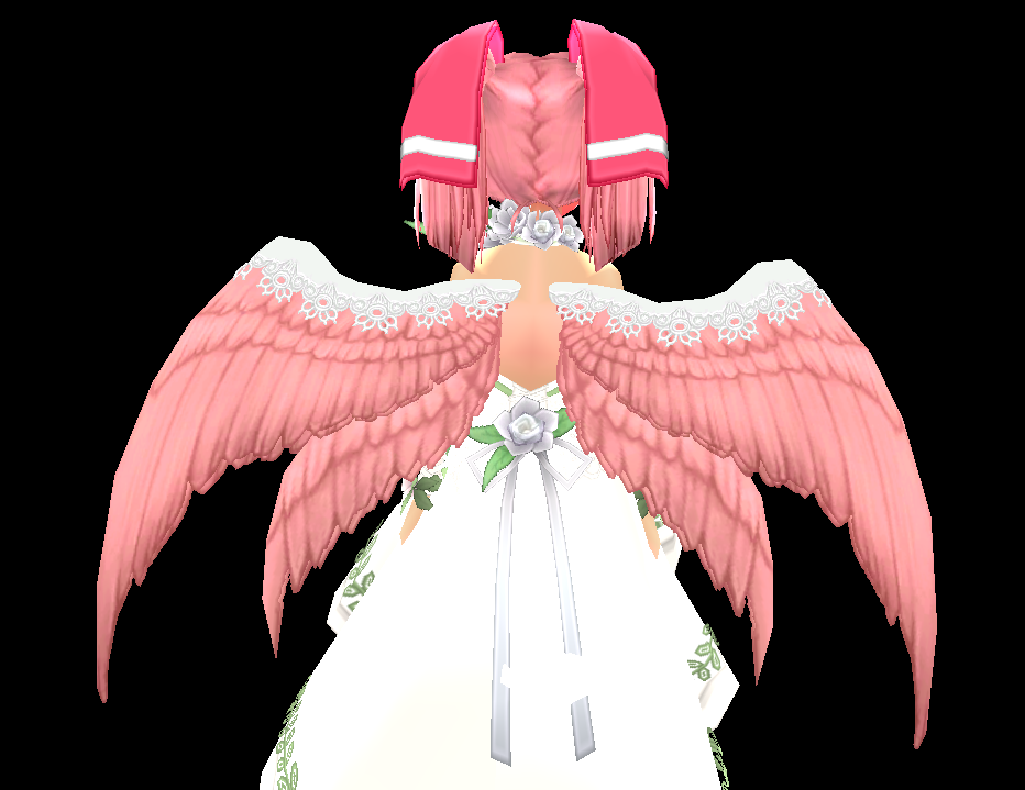 Equipped Pink Flowerless Wings viewed from the back