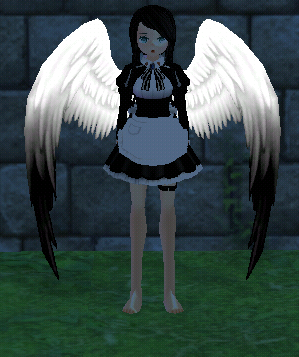 Black Ombre Holy Feather Wings Equipped Front Night.png