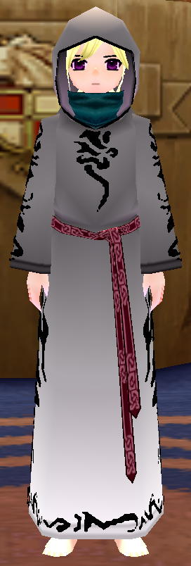 Equipped Male Anti-Fomor Robe (Dyeable) viewed from the front with the hood up