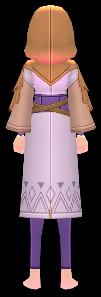 Equipped Female Brielle's Outfit viewed from the back with the hood up