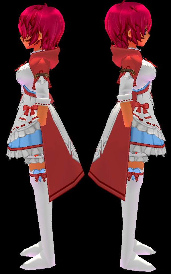 Equipped Candy Pop Riding Hood Outfit (F) (Default) viewed from the side with the hood down