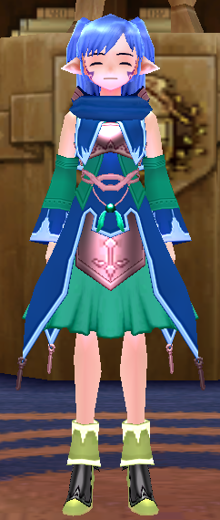 Equipped Female Gamyu Wizard Robe Set viewed from the front with the hood down