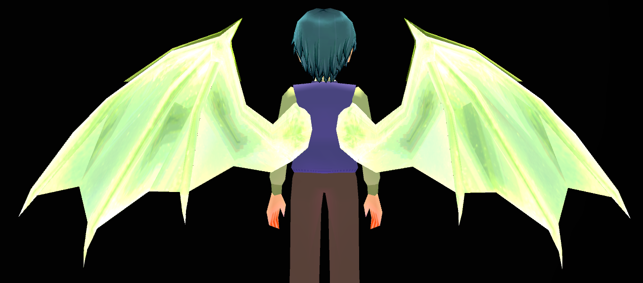 Equipped Green Ice Dragon Wings viewed from the back