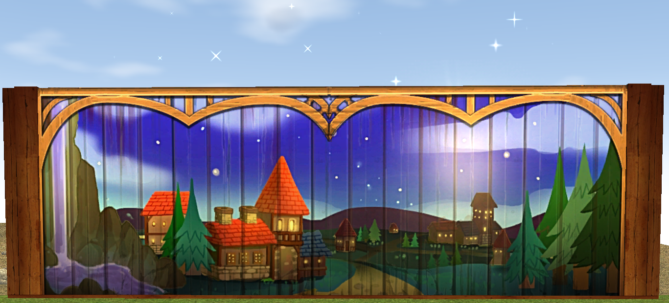 How Homestead Mabiland Stage Backdrop appears at night