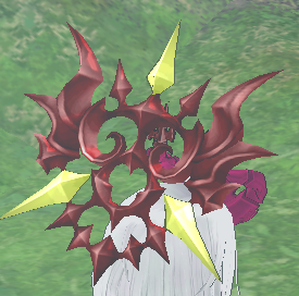 Equipped Bloody Abyss Dragon Halo viewed from an angle