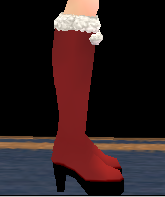Equipped Santa Boots (F) viewed from the side