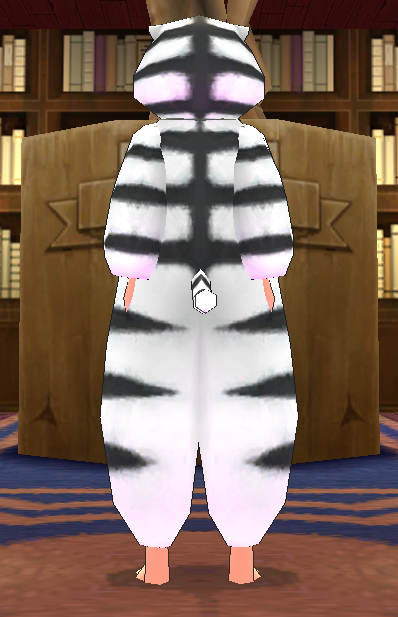 Equipped White Tiger Robe (Expiring) viewed from the back with the hood up
