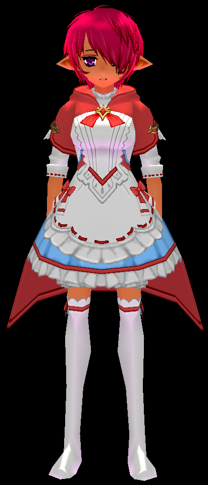 Equipped Candy Pop Riding Hood Outfit (F) (Default) viewed from the front with the hood down