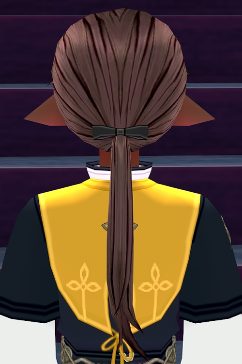 Equipped Battle Butler Wig and Hairtie (M) viewed from the back