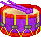 Inventory icon of Snare Drum (Purple Base, Red Rims, Yellow Strings)