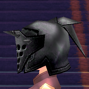 Equipped Birnam Plate Helmet viewed from the side with the visor down