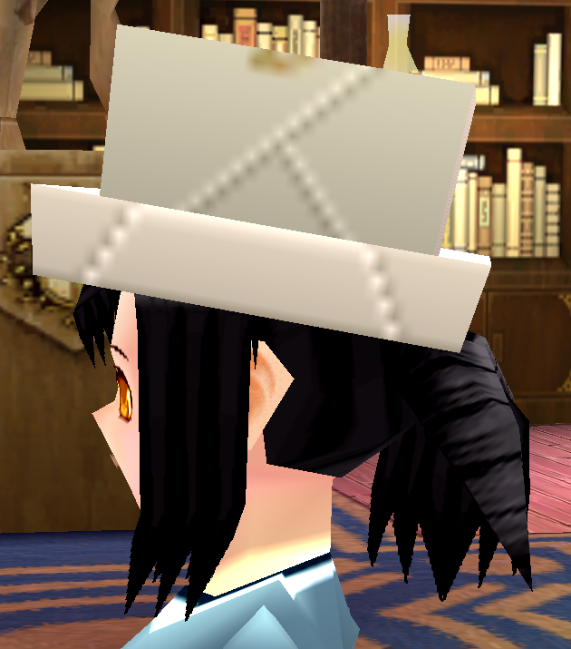 Equipped Paper Hat viewed from the side