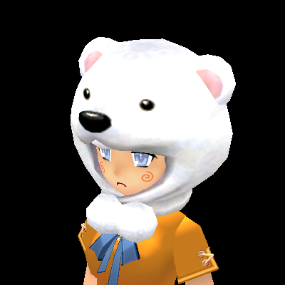 Equipped White Bear Hat (F) viewed from an angle