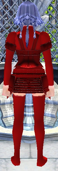 Equipped Female Valencia's Cross Line Plate Armor (Giant) (Red) viewed from the back