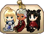 Inventory icon of Rin, Archer, and Saber Doll Bag