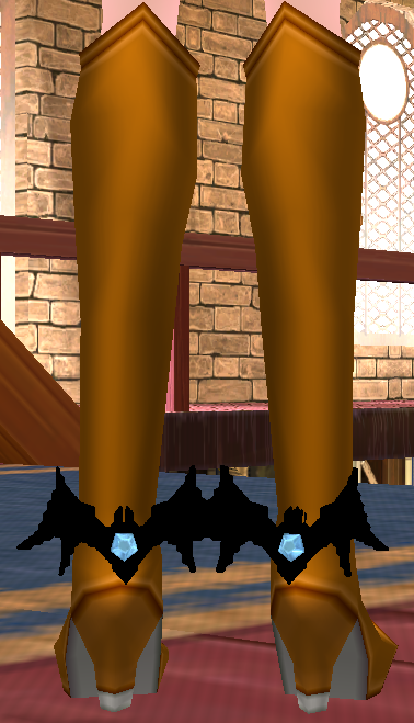 Equipped Succubus Fiend Boots viewed from the back