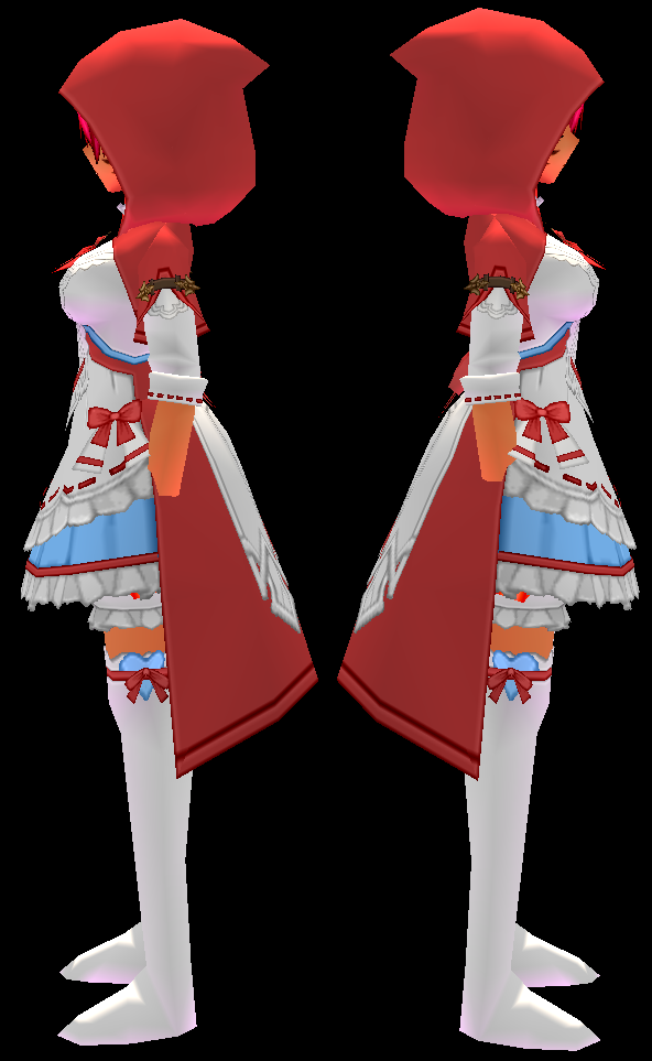 Equipped Candy Pop Riding Hood Outfit (F) (Default) viewed from the side with the hood up