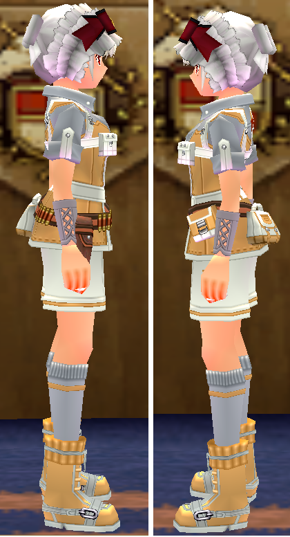 Equipped Female Treasure Hunter Set viewed from the side