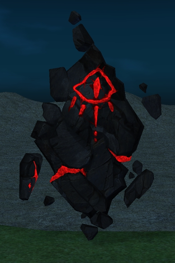 How Homestead Evil Eye Monolith appears at night