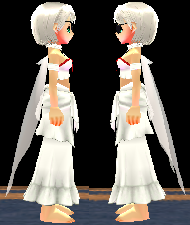 Equipped Asuna ALO Outfit (White Dress, White Wings, Red Trim) viewed from the side