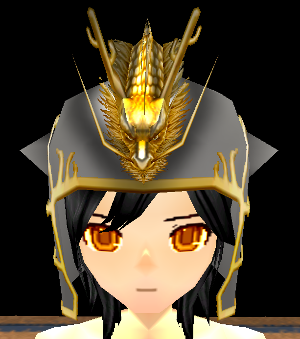 Equipped Chinese Dragon Helm viewed from the front