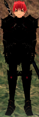 Equipped Black Dragon Knight's Armor (NPC only) viewed from the front
