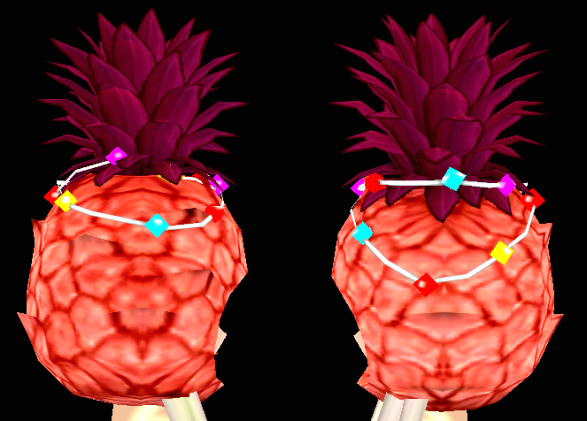 Equipped Tropical Pineapple Helmet viewed from the side