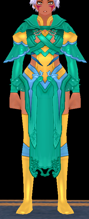 Equipped Mystic Crystal Outfit (F) viewed from the front