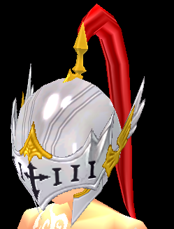 Equipped Saint Guardian's Helmet (M) viewed from an angle