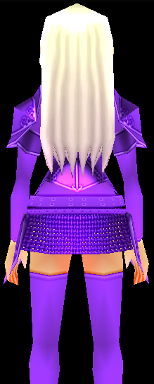 Equipped Valencia's Cross Line Plate Armor (F) (Purple) viewed from the back