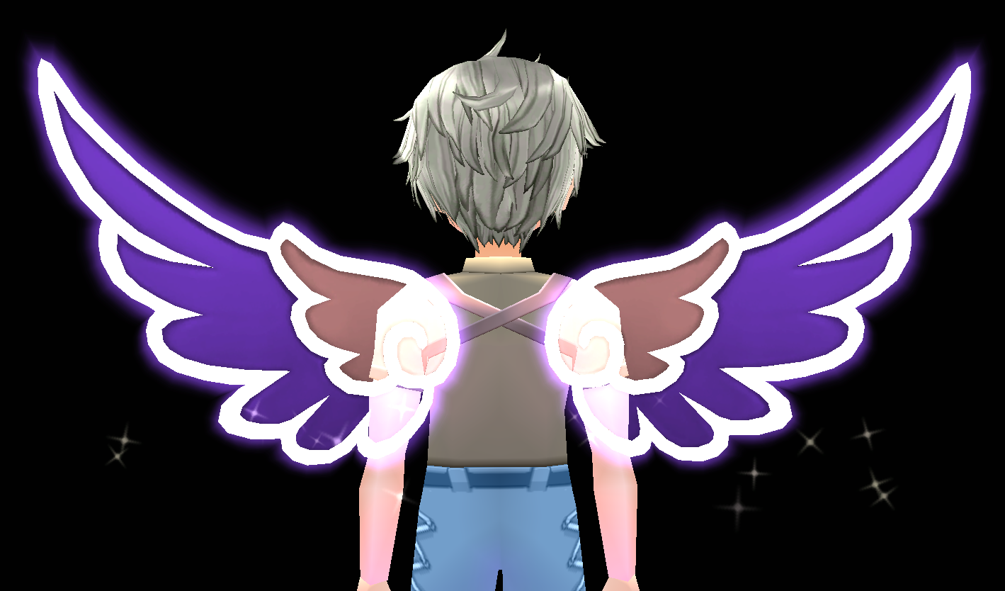 Equipped Neon Purple Angel Wings viewed from the back