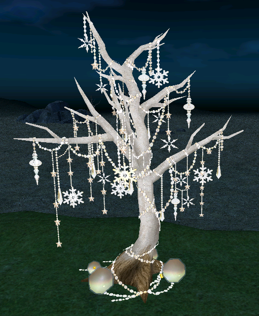 How Homestead Big Twinkling Snowflake Tree appears at night