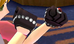 Equipped Royal Rose Gloves viewed from an angle